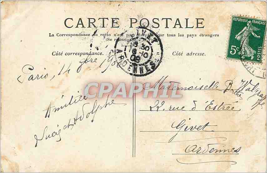 CPA Paris la Madeleine  — Rückseite