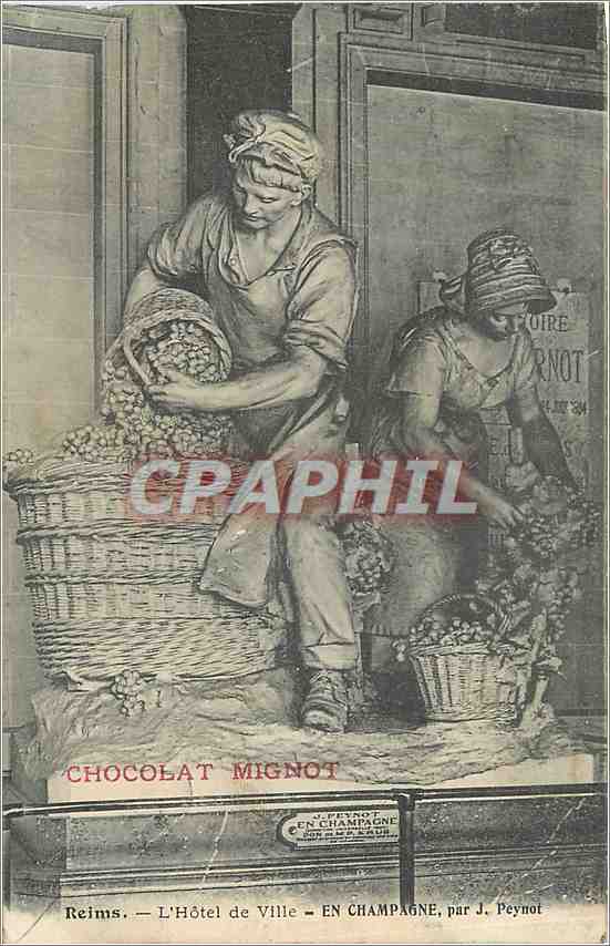 CPA Reims l'hotel de ville em champagne par J Peynot Chocolat Mignot