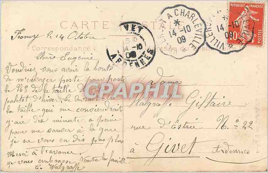 CPA Reims l'hotel de ville em champagne par J Peynot Chocolat Mignot — Verso