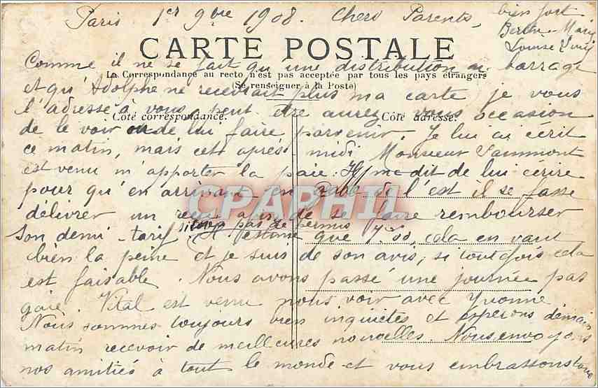 CPA Paris jardin du Luxembourg  — Rückseite