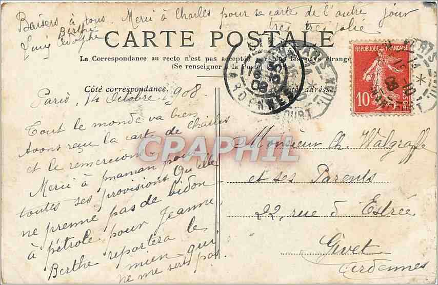 CPA Paris le grand palais Champs Elysees  — Rückseite