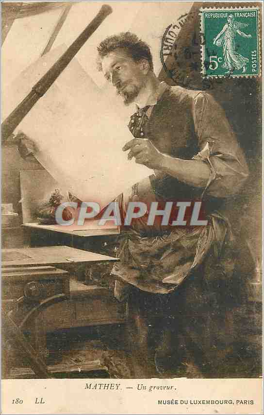 CPA Mathey un graveur musee du Luxembourg Paris 