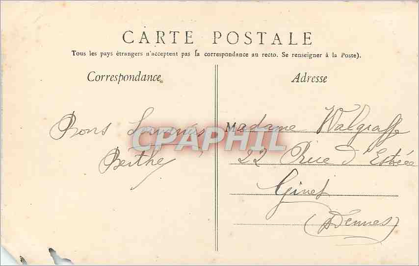 CPA Vallee de la Meuse Givet prison civile de la Tour  — Rückseite