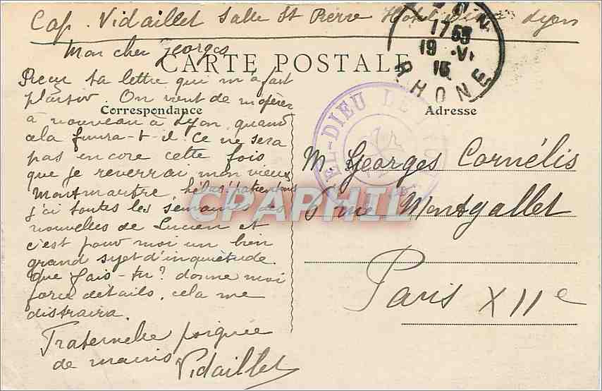 CPA Lyon Fourviere  — Verso