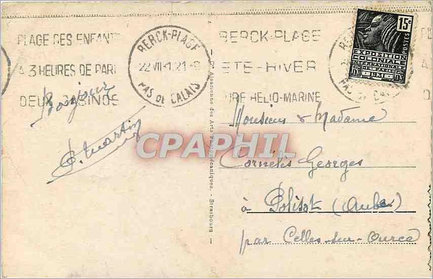 CPA Berck plage la plage le casino et l'esplanade Bateau — Rückseite