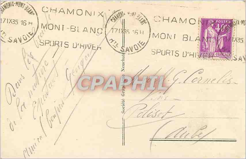 CPM Chamonix et le Mt Blanc  — Verso