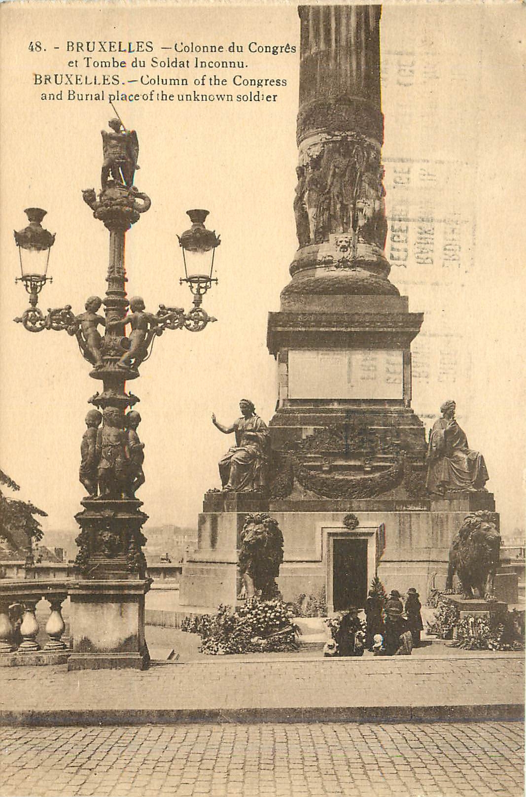 CPA Bruxelles colonne du Congres et tombe du soldat inconnu 