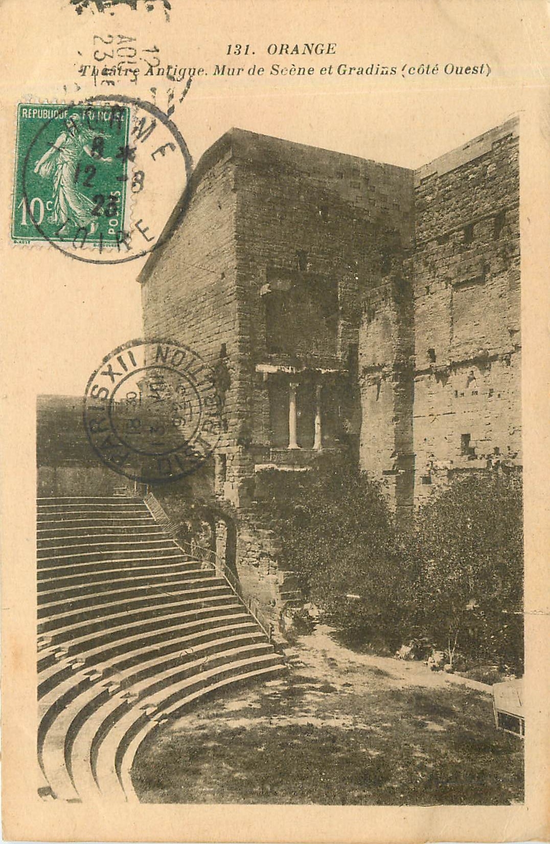 CPA Oragne theatre antique mur de scene et gradins cote ouest 