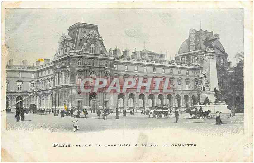 CPA Paris Place du carrousel et statue de Gambetta 
