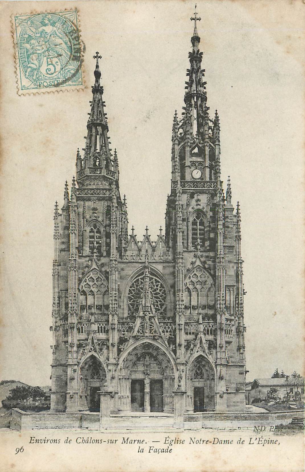 Environs de Châlons-sur-Marne — Église Notre-Dame de L'Épine, la Façade — N.D. Phot. 96