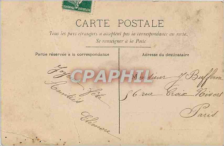 CPA Meilleurs Souhaits Femme Eventail — Verso