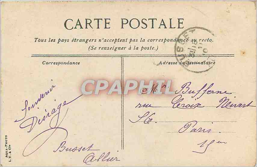 CPA Vichy l'Hotel de Ville  — Verso