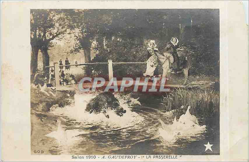 CPA Salon 1910 a Gaudefroy la Passerelle Sanglier Cygnes Ane Mule