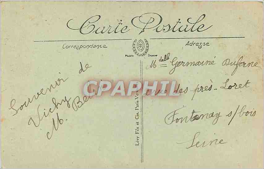 CPA Vichy la Source Intermittente  — Rückseite