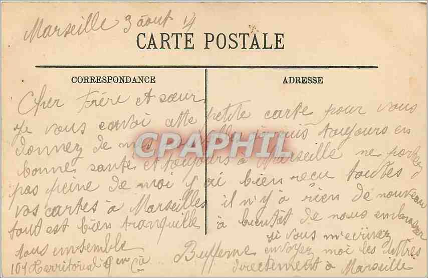 CPA Marseille le Phare de la Desirade depart d'un Courrier de Chine Bateau China — Verso