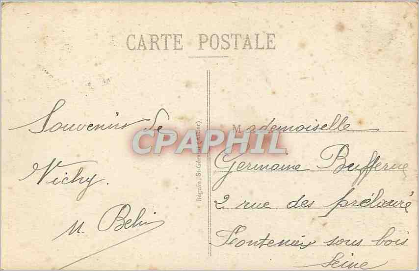 CPA Environs de Vichy Cusset la Vallee du Joland et Route des Malavaux  — Verso