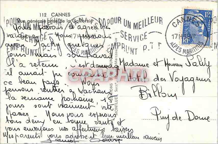 CPM Cannes vue generale prise de la Californie  — Rückseite