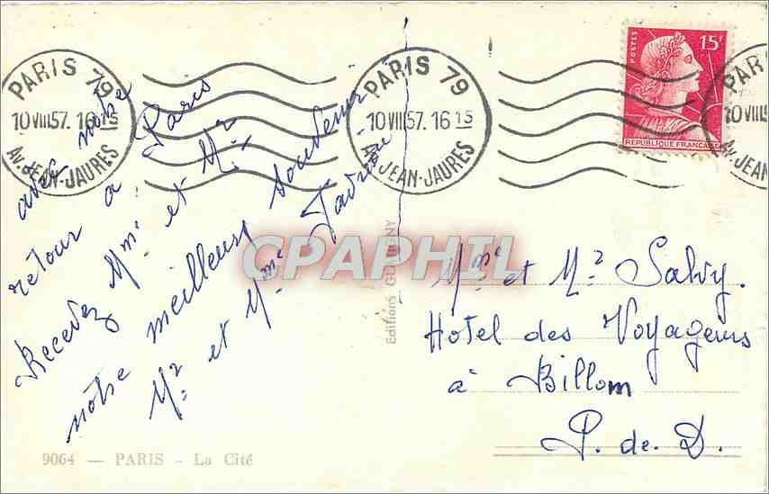 CPM Paris la Cite  — Verso