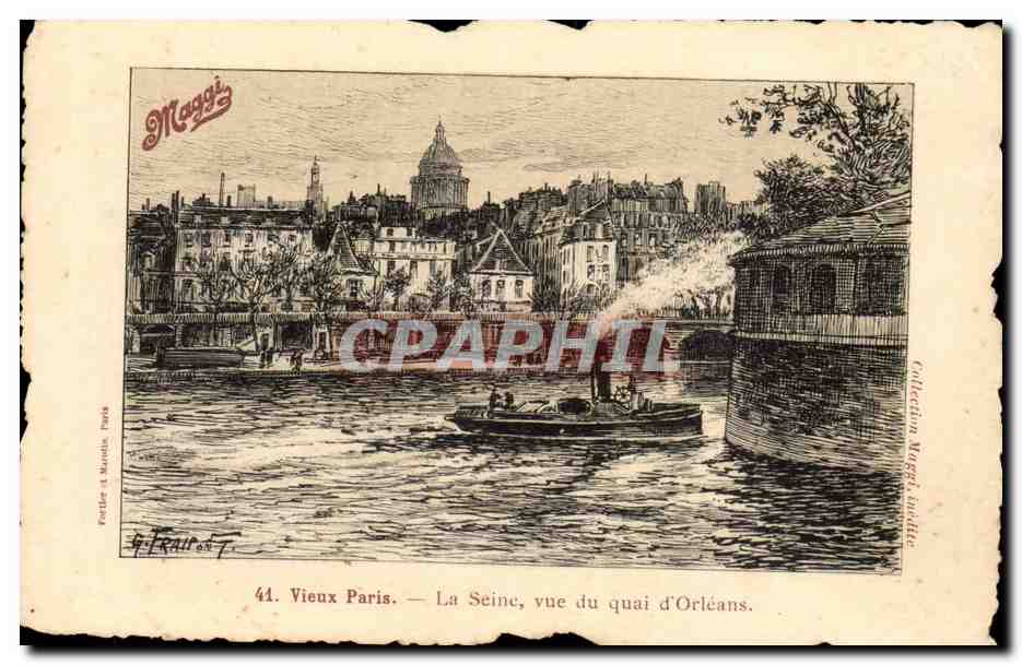 CPA Vieux Paris La Seine vue du quai d'orleans Illustrateur Fraipont