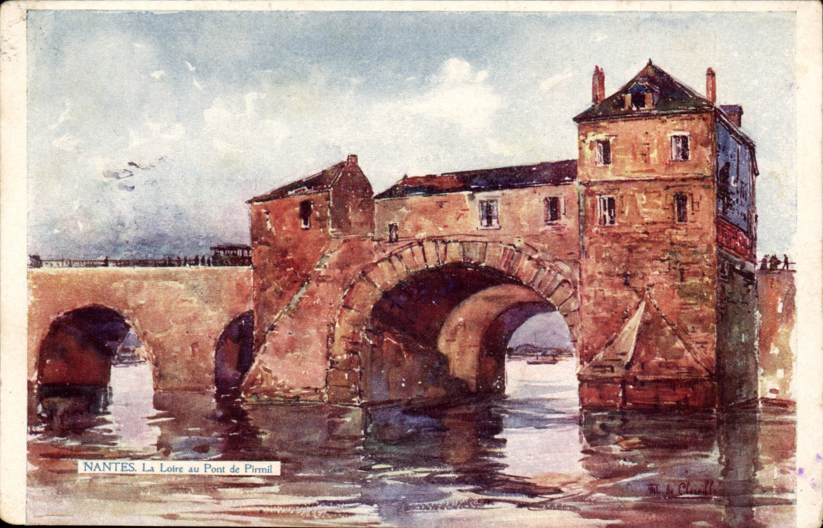 CPA Fantaisie Nantes la loire au pont de Pirmil J Nozais