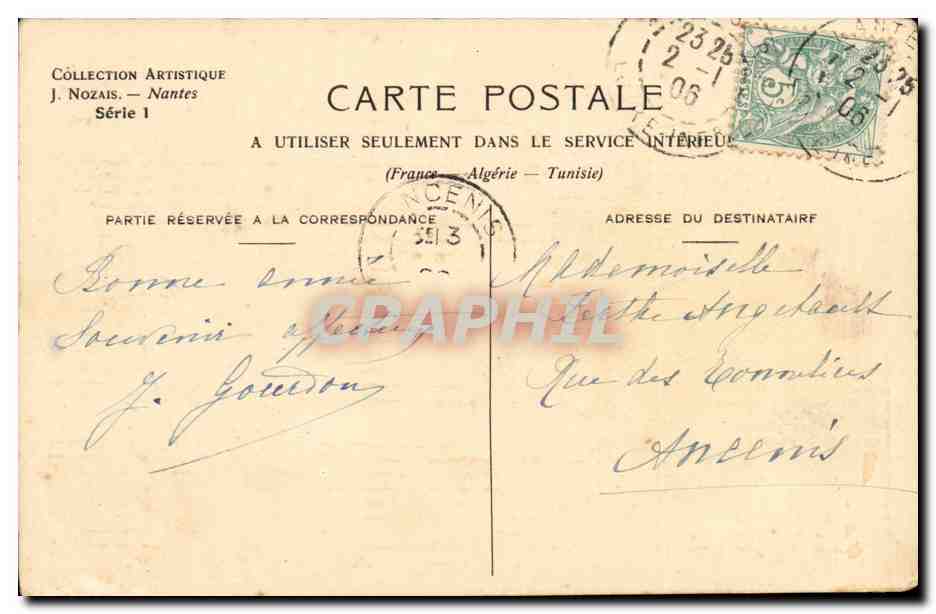 CPA Fantaisie Nantes la loire au pont de Pirmil J Nozais — Rückseite