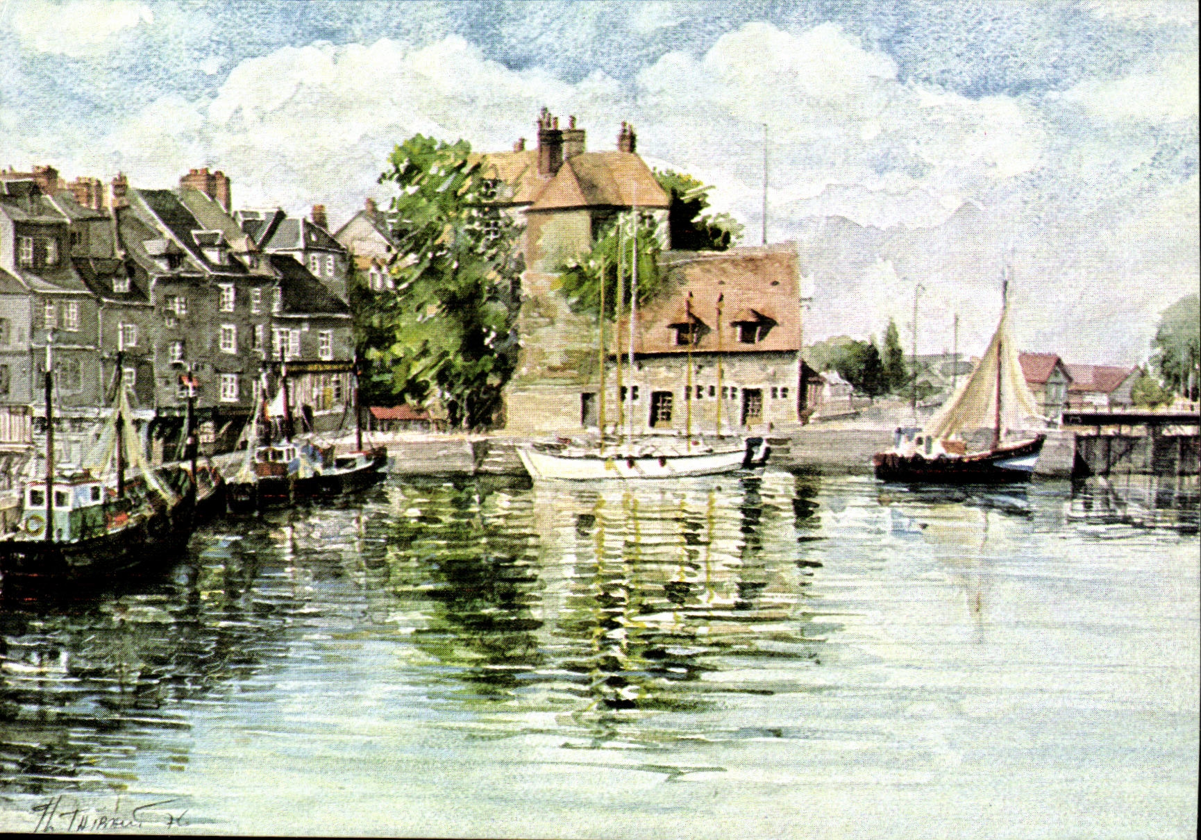 Le Vieux Bassin — Honfleur — Aquarelle de Jean Louis Thibaut
