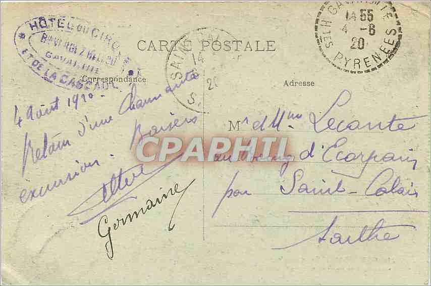 CPA Gavarnie Vue generale du Cirque et du Pont de Neige  — Verso