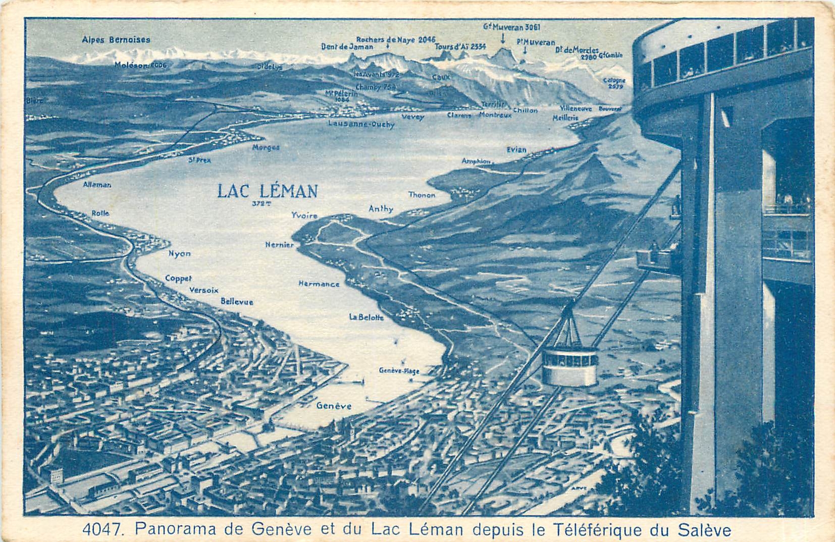 CPA Panorama de Geneve et du Lac Leman depuis le Teleferique du Saleve 