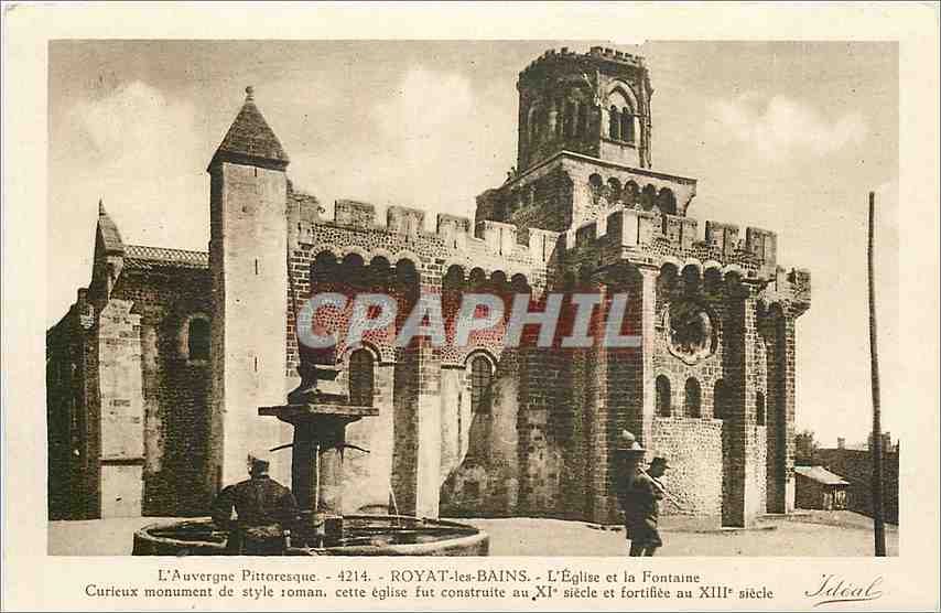 CPA Royat les Bains L'Eglise et la Fontaine 