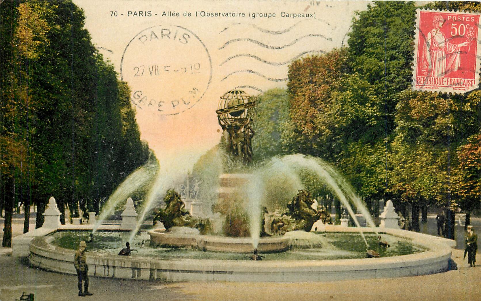 CPA Paris Allee de l'Observatoire Groupe Carpeaux