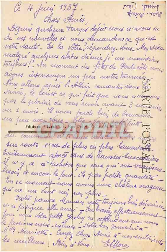 CPA Chateaneuf les Bains Les Jolis bords de la Sioule au Pont de Braynand  — Rückseite
