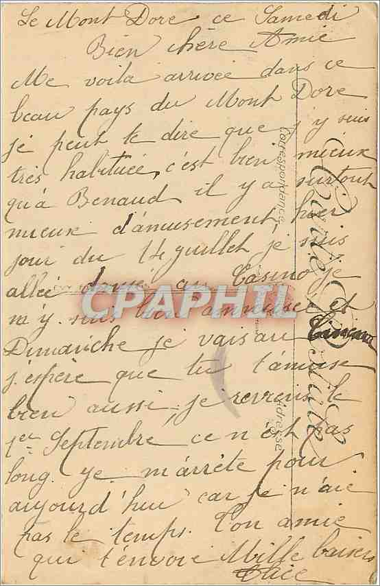 CPA Le Mont Dore Vue generale et le Puy Gros  — Rückseite