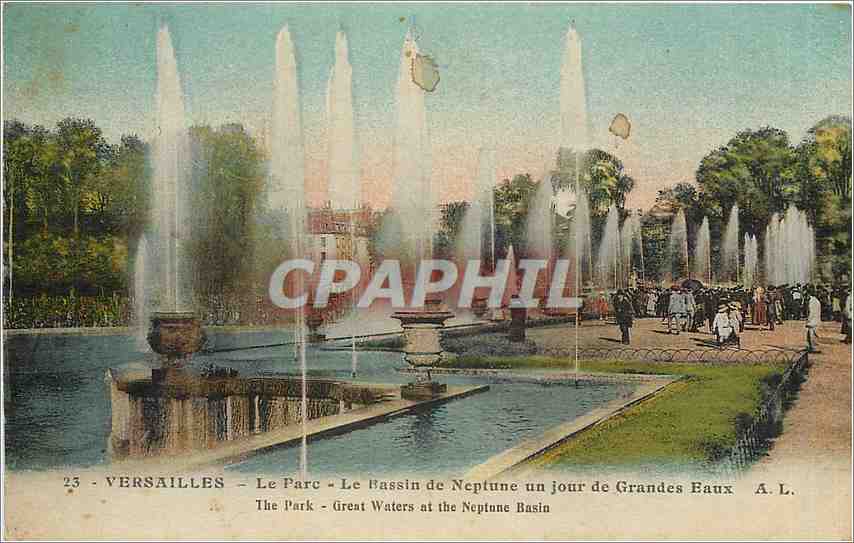 CPA Versailles Le Parc Le Bassin de Neptune un jour de Grandes Eaux 