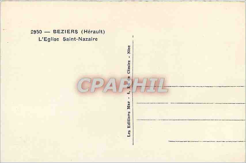CPM Beziers Herault L'Eglise Saint Nazaire  — Back