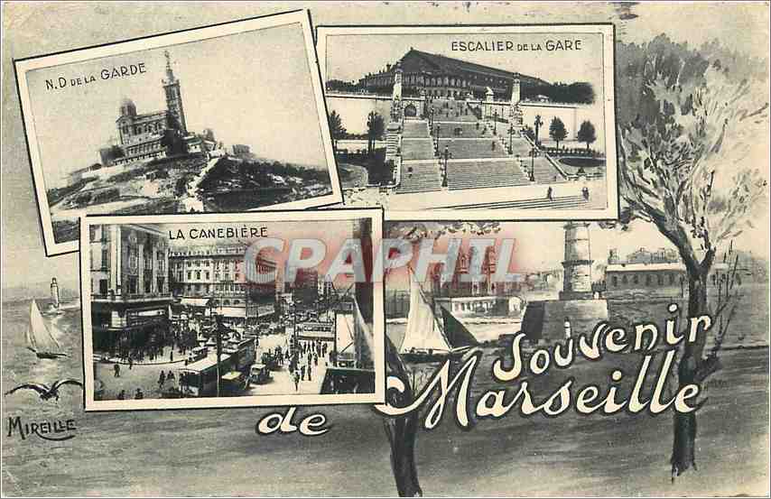 CPM Souvenir de Marseille ND de la Garde La Canebiere Escalier de la Gare