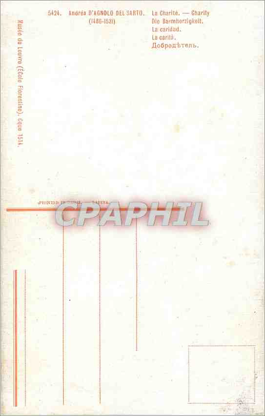 CPA Andrea d'Agnolo del Sarto La Charite  — Rückseite