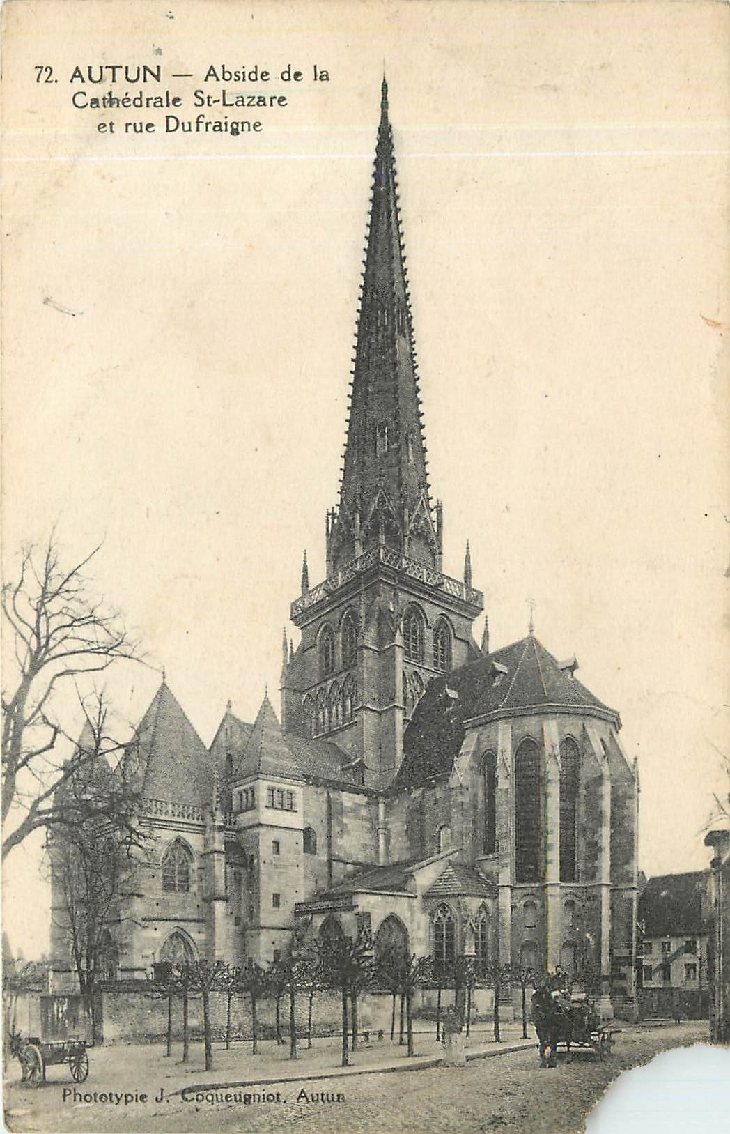 CPA Autun Abside de la Cathedrale St Lazare et rue Dufraigne 