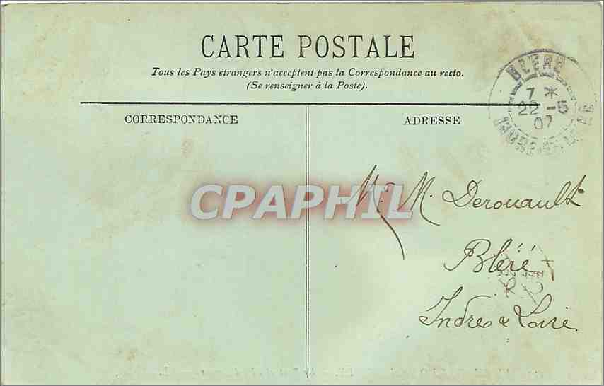 CPA Le Chateau de Chantilly Le Pont et l'lle d'Amour — Rückseite