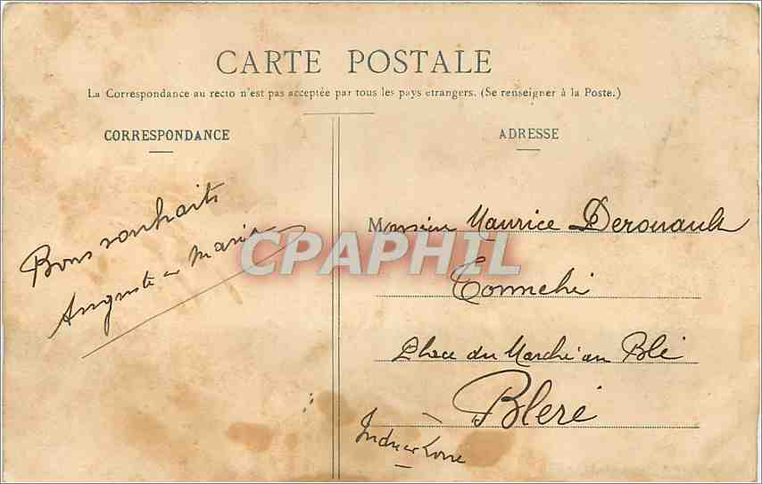 CPA Conlie Sarthe Ecole et Grande Rue  — Rückseite