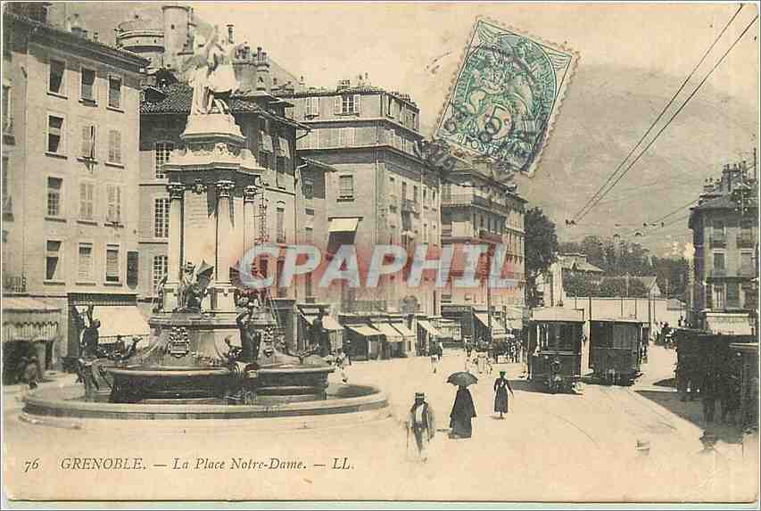 CPA Grenoble La Place Notre Dame Tramway