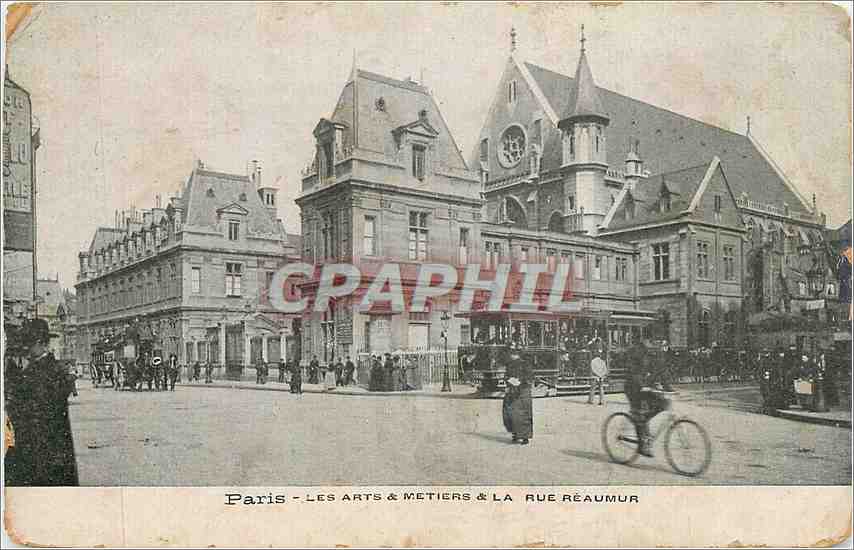 CPA Paris Les Arts Metiers La Rue Reaumur Tramway