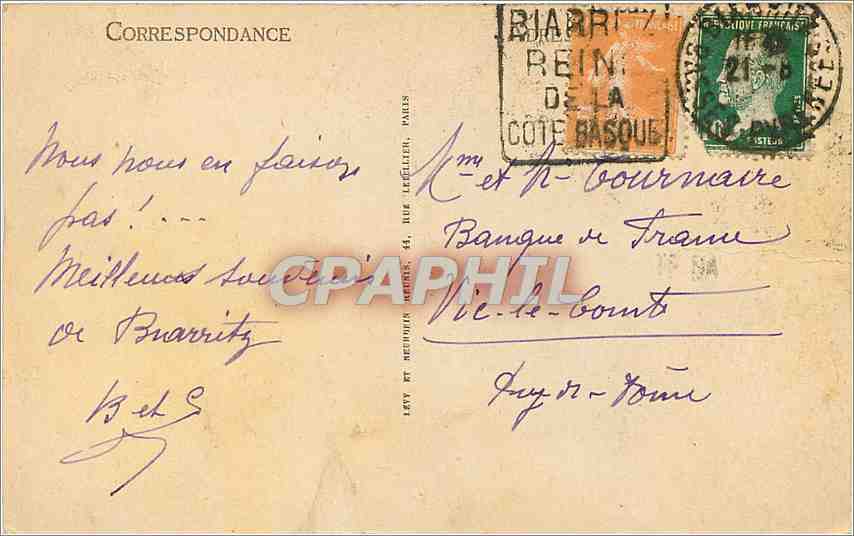 Biarritz - Le Casino et la Plage, vus à travers les Tamaris - L.L. — Rückseite