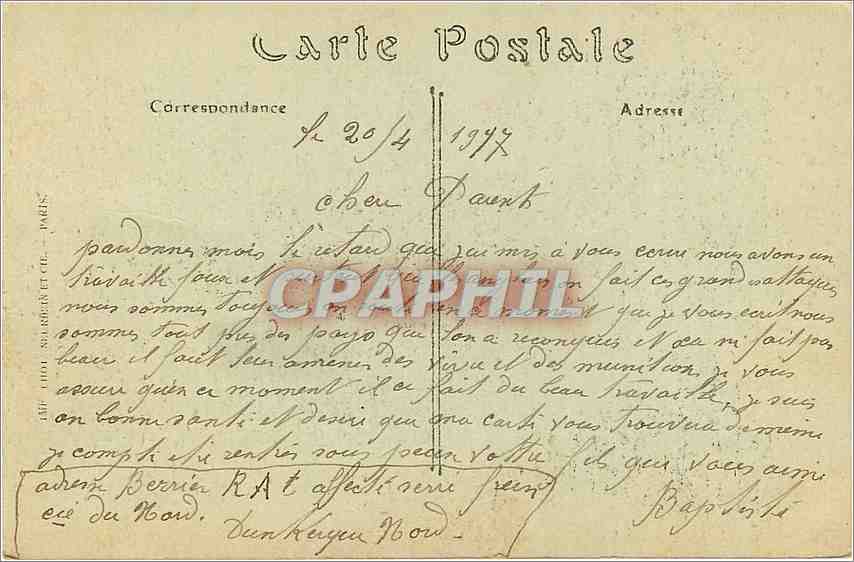 CPA Amiens Horloge Dewailly Place Gambetta  — Rückseite