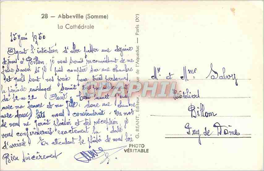 CPM Abbeville Somme La Cathedrale  — Rückseite