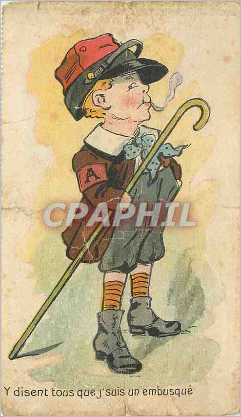 CPA Y disent tous que j'suis un umbusque Enfant Soldat Militaria