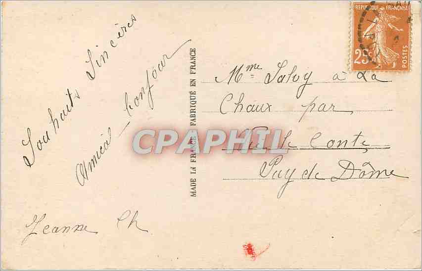CPA Femme — Verso