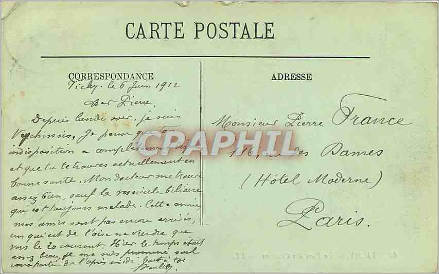 CPA Vichy Le Parc des Celestins  — Rückseite