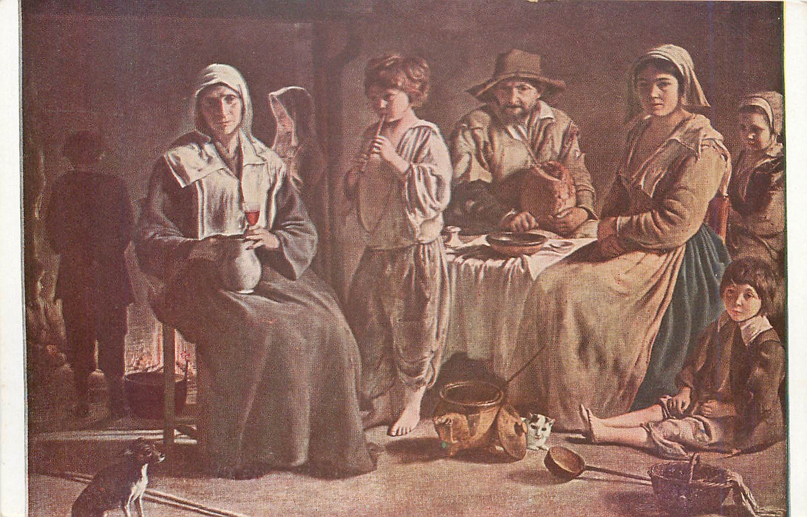 CPA Louis Lenain Famille de paysans dans un interieur 