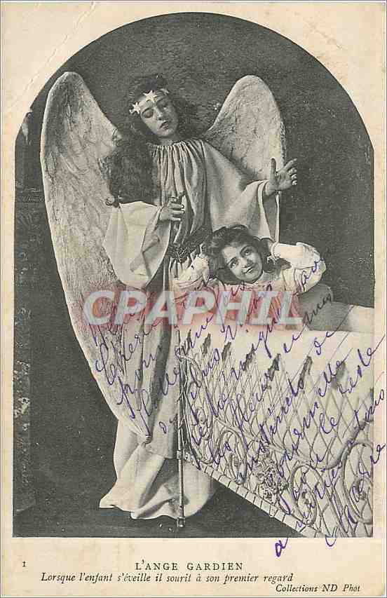 CPA L'Ange Gardien Lorsque l'enfant s'eveille il sourit a son premier regard Folklore