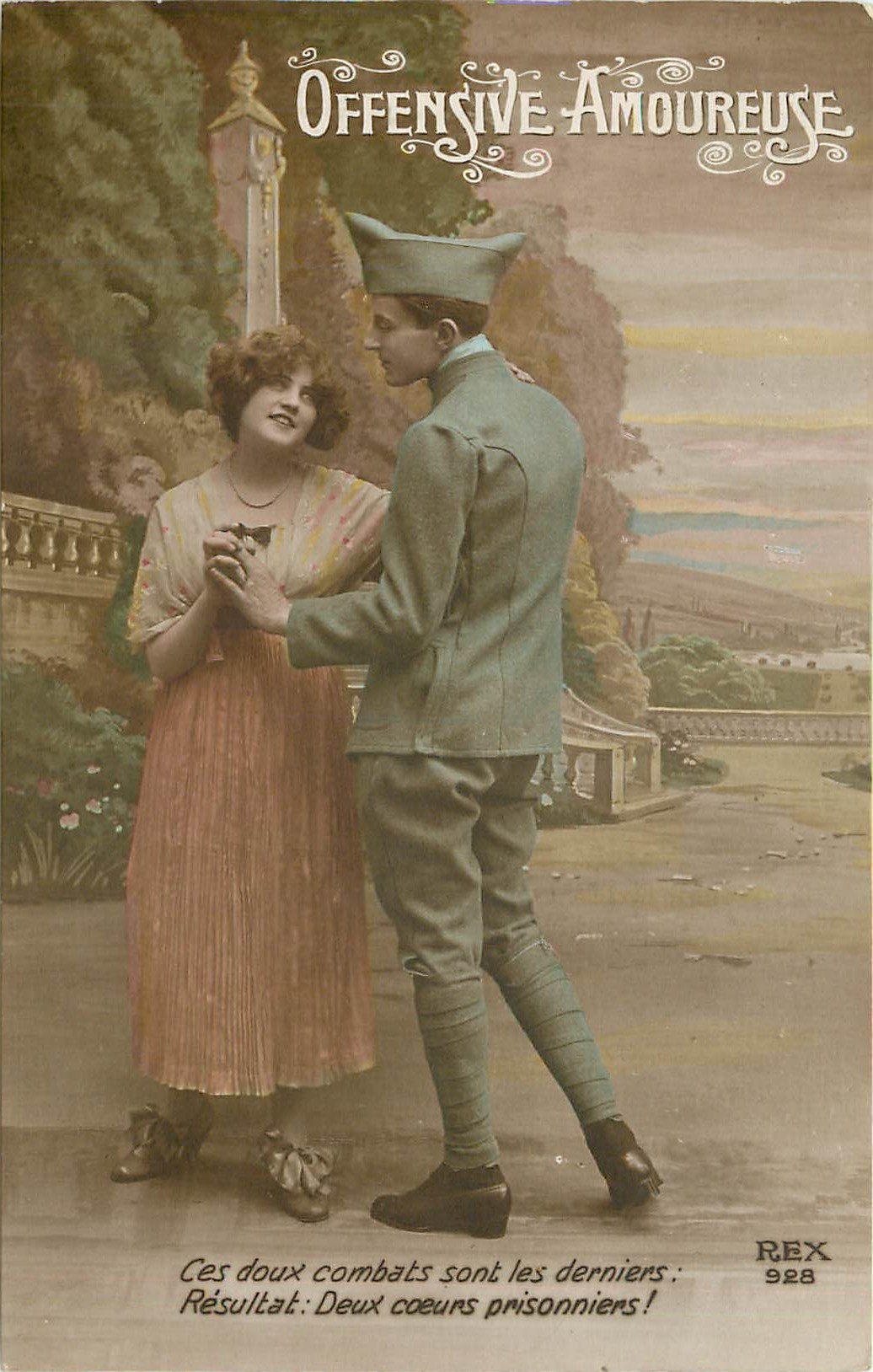 CPA Offensive Amoureuse Femme Militaria